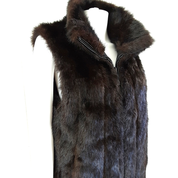 MINK FAUX FUR REVERSIBLE VEST SZ M - Picture 3 of 9
